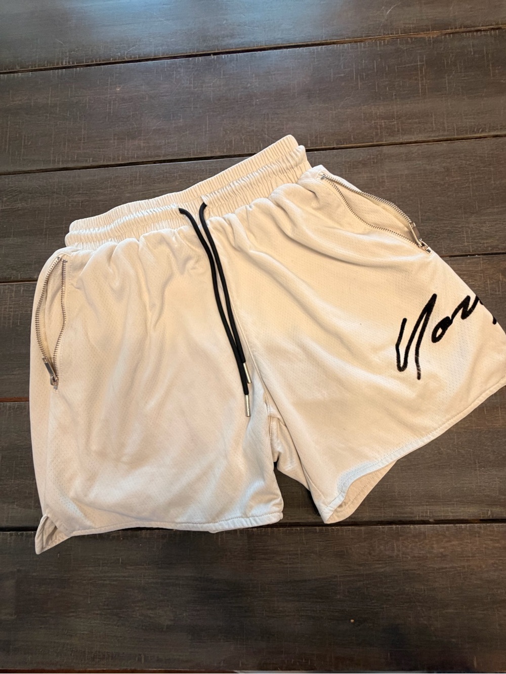 Men's YoungLA White Mesh Athletic Shorts with Script Accent